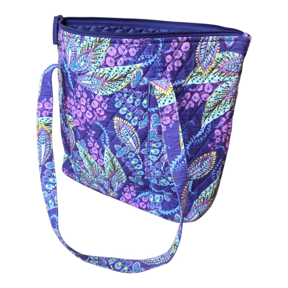 Floral Purse Tote Vera Bradley Tote Bag & Matching Wallet "Batik Leaves" - Picture 4 of 9